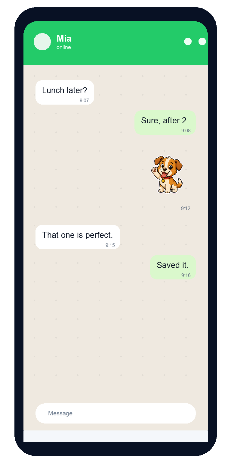 Normal chat with one PicSticker sticker
